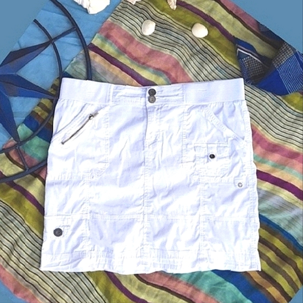 REVOLUTION White Cotton Cargo Skirt